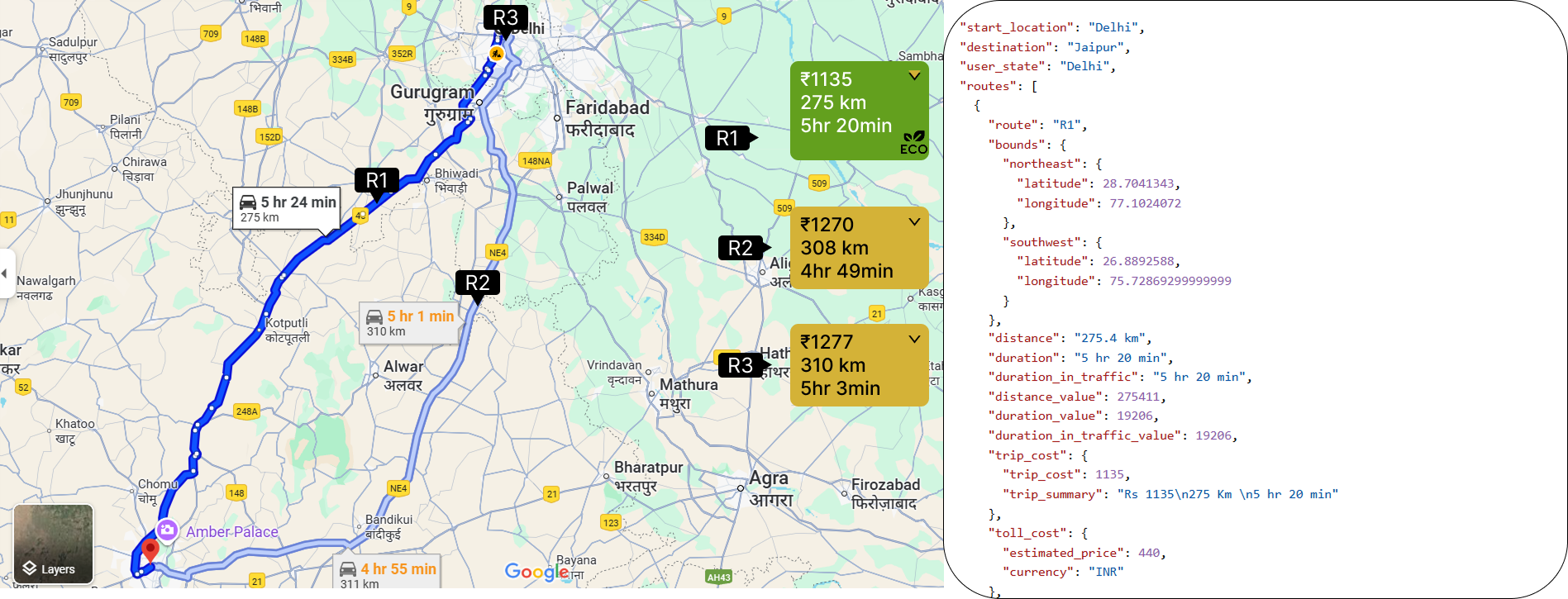Fuel Efficient Route Demo